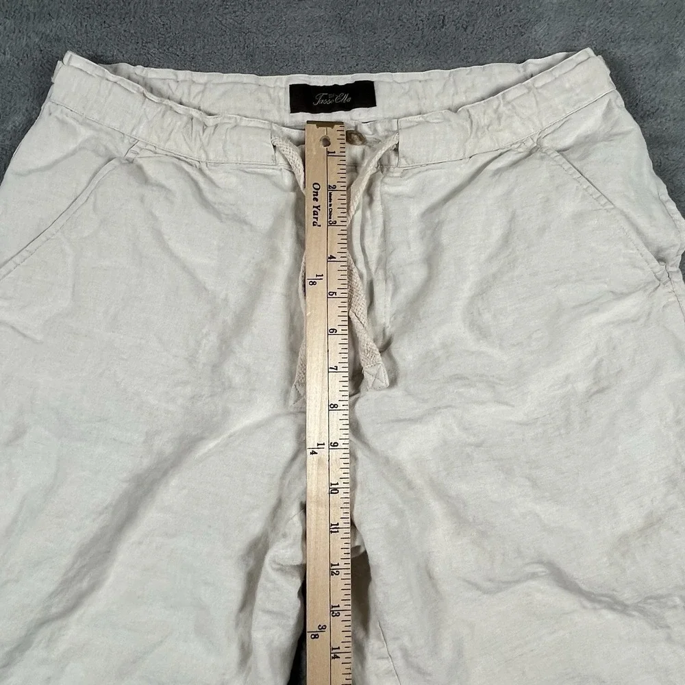 Tasso Elba 100% Linen Pants Mens Size 34x30 Beige Tan Straight Flat Casual Beach